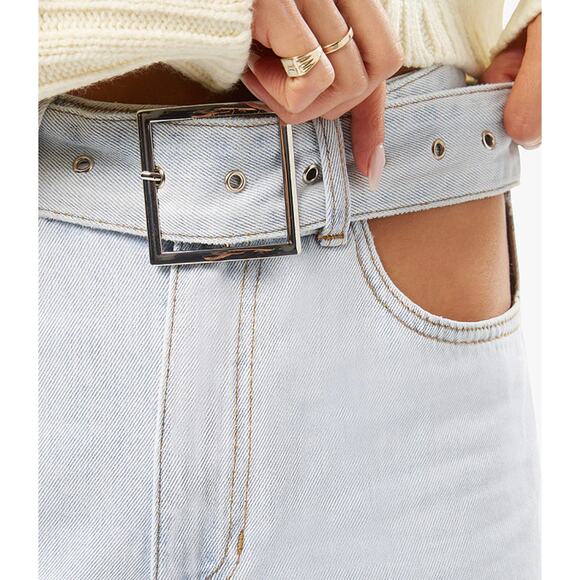 WeWoreWhat Cut Out Straight Leg Indigo Denim Jean High Waist Belted Grunge US 26 - Picture 4 of 16